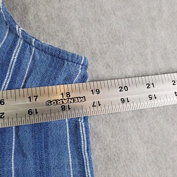 Tommy Hilfiger Shirt Womens Medium Blue Striped Sleeveless V Neck Cotton Top - Picture 3 of 6